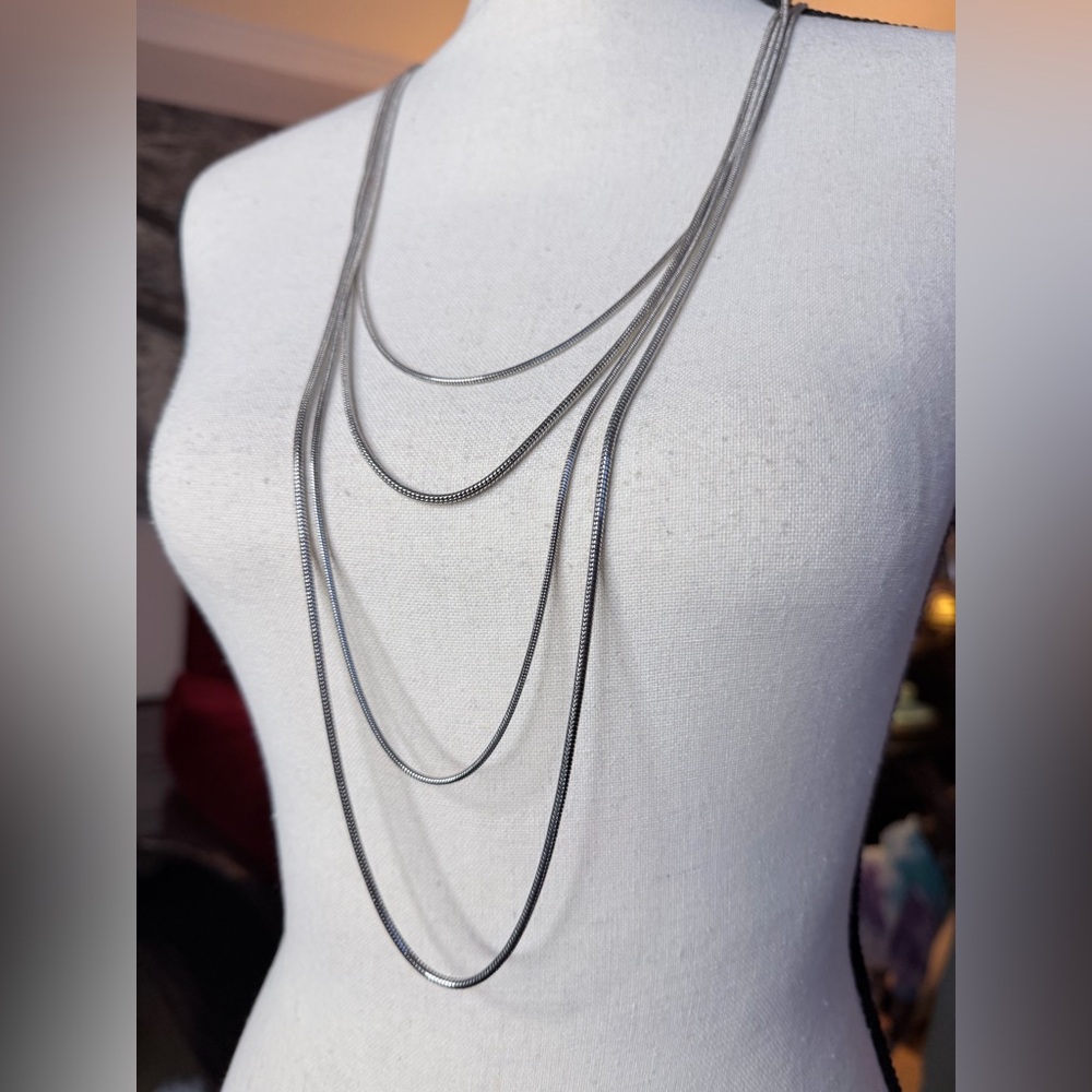 Chic Multi-Layer Silver Plated Necklace - image 2